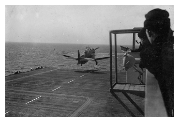Avenger, JZ102 attempting to recover flying speed after an arrestor wire parted. Photo: Courtesy of John Lawson