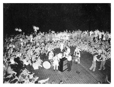 August 1945: members of SMITER’s crew celebrate Victory over Japan with a dance on the flight deck. Photo: Courtesy of Terry Oxley